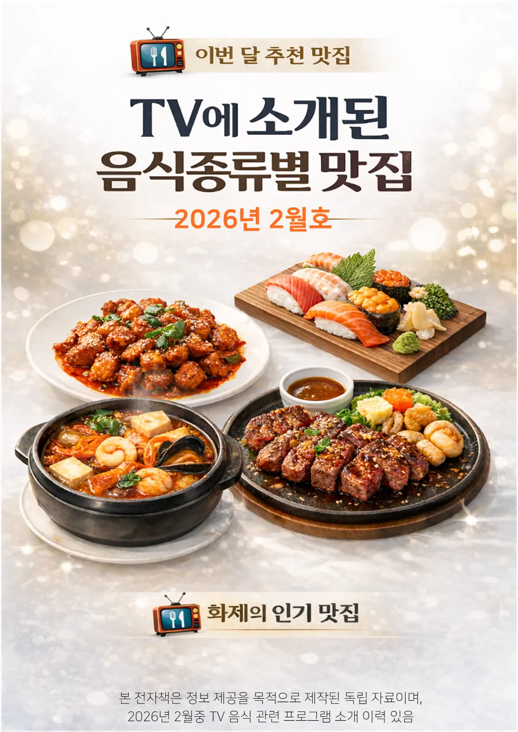 2026년 2월 방송 맛집 PDF 전자책, 음식종류별 정리 (지도·길찾기 가능)